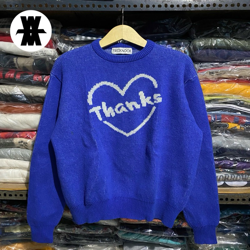 Freiknock Kr Wool "Thanks" Knit Biru Size L 58x59