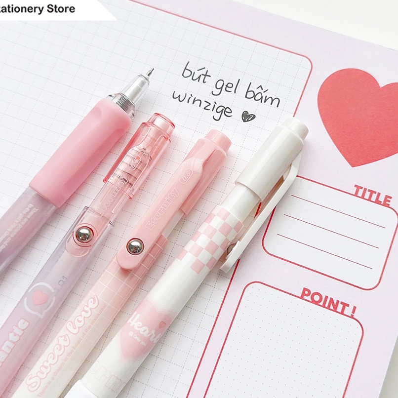 

KF7 Winze MURA 4pcs pulpen gel aesthetic 5mm pulpen lucu retractable gel pens pen mekanik tinta hitam