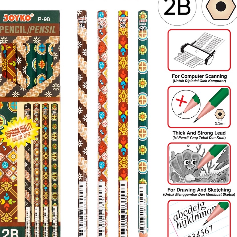 

KI3 Pencil Pensil Joyko P98 2B Batik 1 BOX 12 PCS