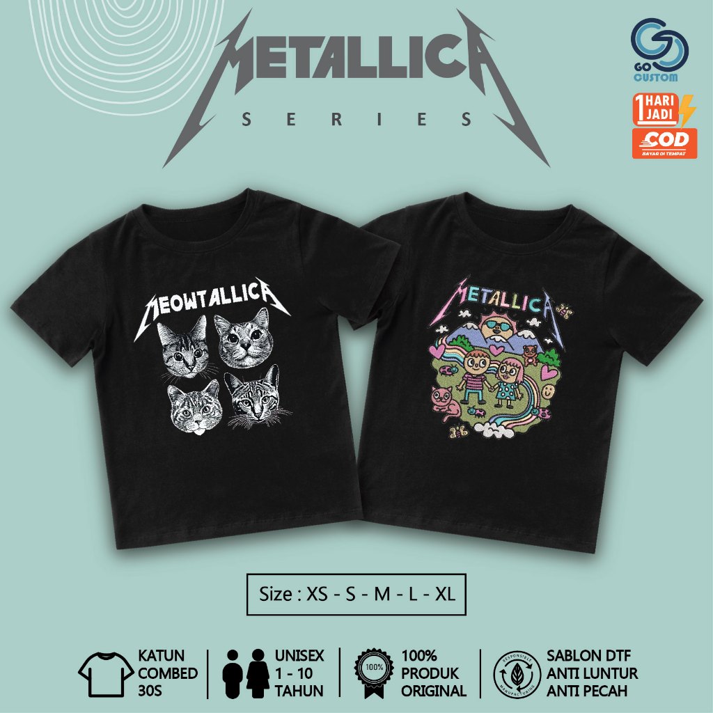 Kaos Anak Laki Laki Perempuan METALLICA Usia 1-10 Tahun - Baju Anak Band Musik Rock Metal Punk Pop