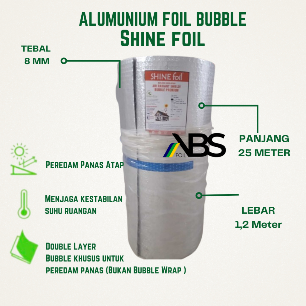 Shine Foil Premium Lite 4mm Alumunium Foil Bubble Peredam Panas Atap