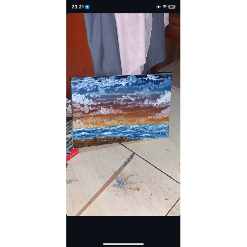 

lukisan sunset pantai