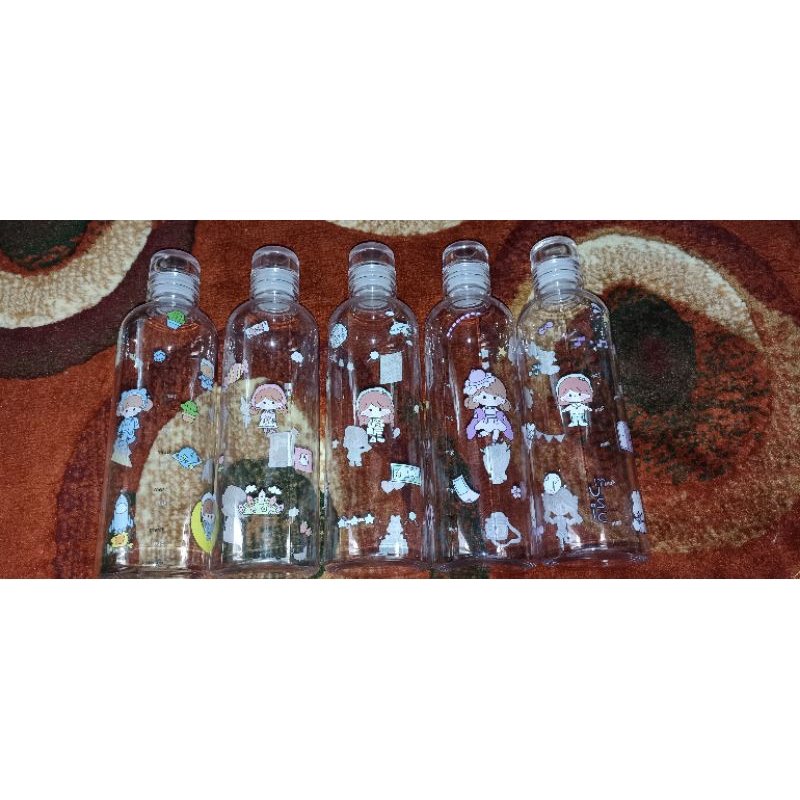 Botol Minum Aesthetic Bening Transparan Motif Kartun Korea Lucu | Kapasitas 500ml