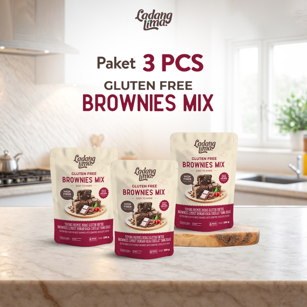 

Paket Healthy Baking - 3 pcs Brownies Mix 230g Ladang Lima - Tepung Brownies Instant Gluten Free