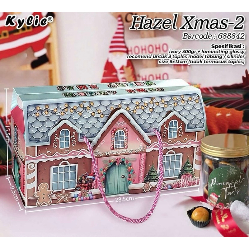 

Hazel 02 - Box Kue Natal Christmas Toples Tabung Isi 3