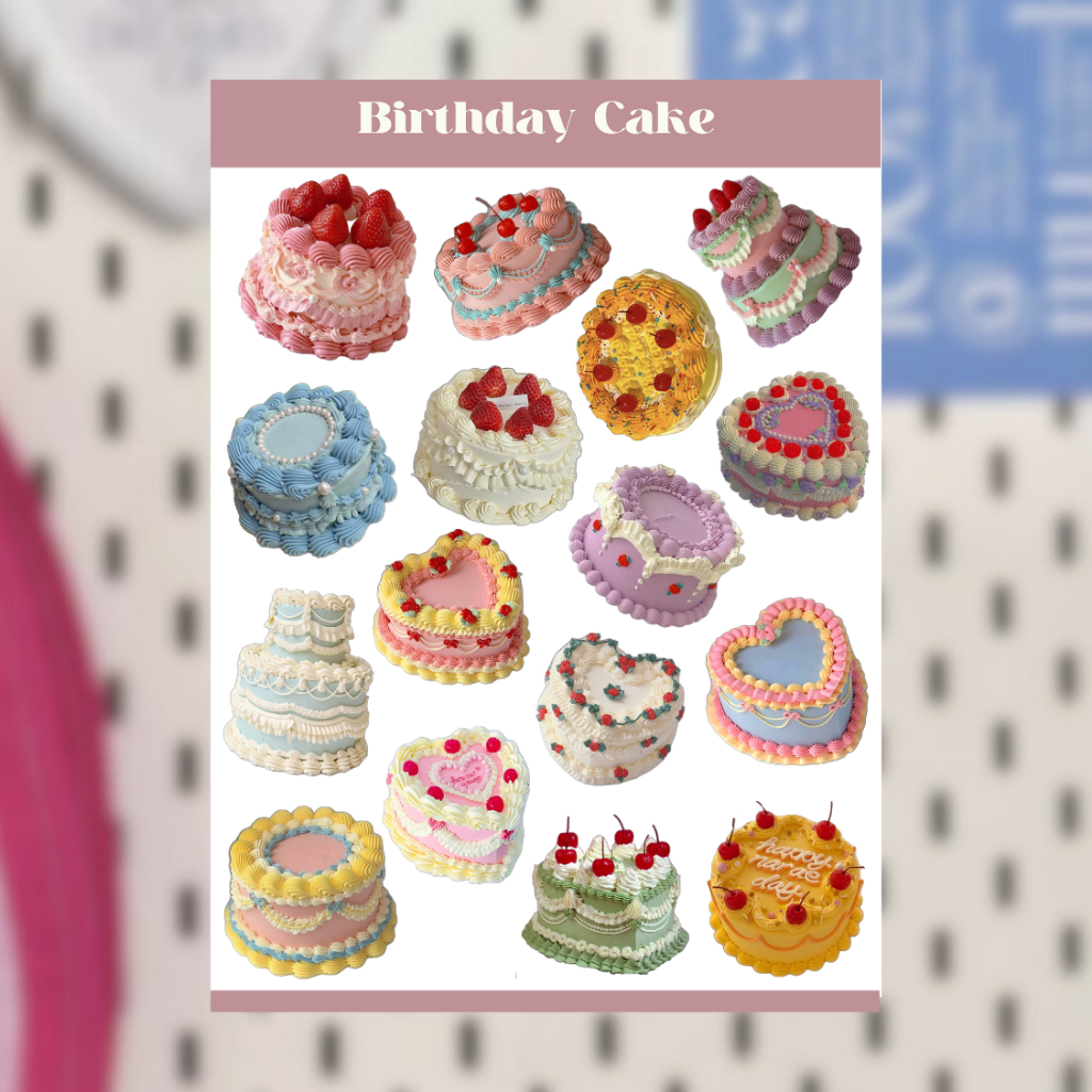

BIRTHDAY CAKE DECO STICKER SHEET / CUTE KAWAII DECO STICKER VINTAGE RETRO AESTHETIC FOR JOURNALING