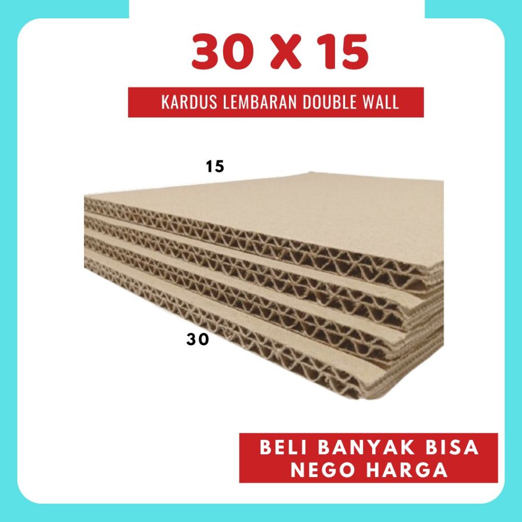 

Sheet Lembaran 15x30 / 15x20 Kardus Polos Double Wall Coklat Karton