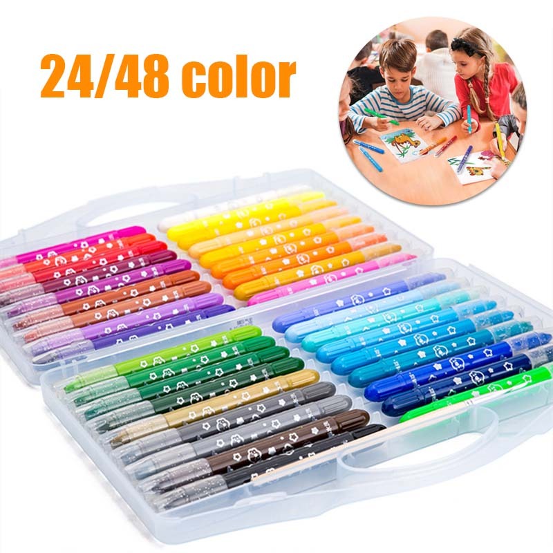 

Krayon Larut Dalam Air Krayon Pegang Mata Sedang Pegang Krayon 24/48 Mata Besar Silky Crayon