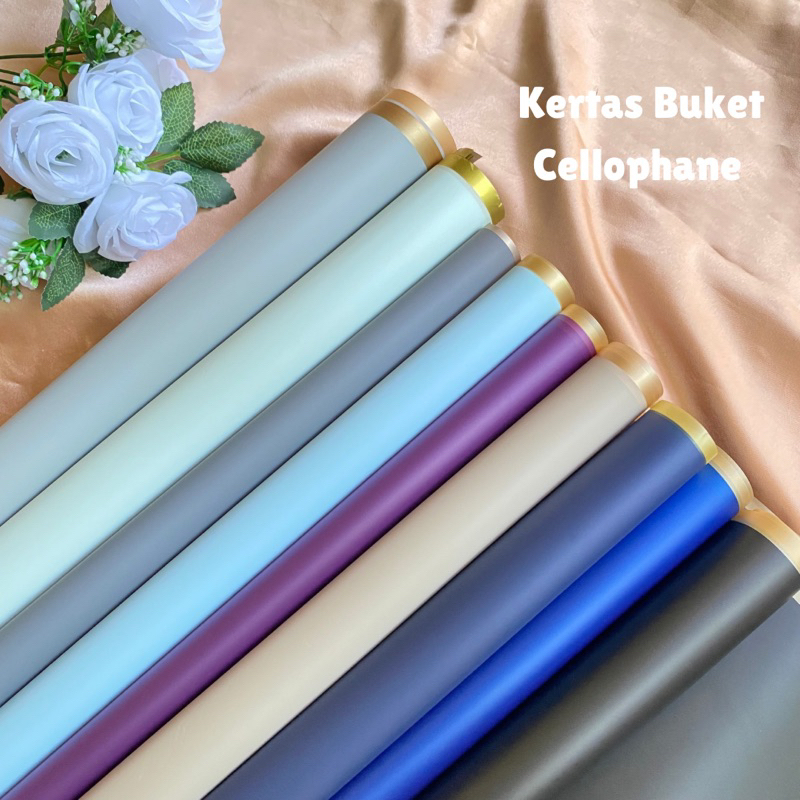 

[TERMURAH] Kertas Buket Polos Cellophane Paper Gold Line