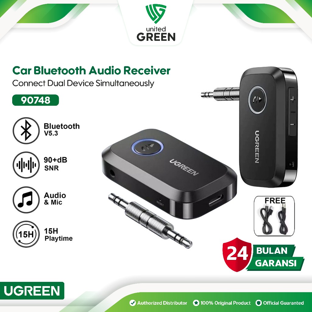 UGREEN Car Bluetooth Audio Receiver With Audio & Mic Bluetooth 5.3 90748