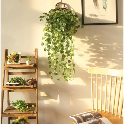 Daun Rambat Palsu Tanaman Hias Indoor Pot Bunga Artificial Dekorasi Hoya Costa Dinding Daun Hias Bun
