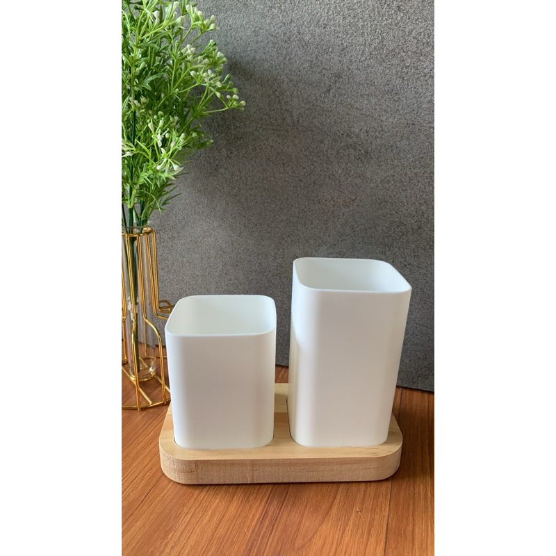 rak sendok kayu/rak sendok lubang/raksendokestetik/rakwhite&wood