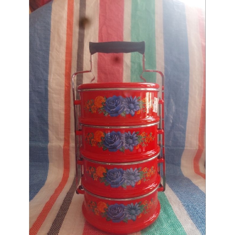 Rantang merah panda susun 4/rantang makanan anti karat