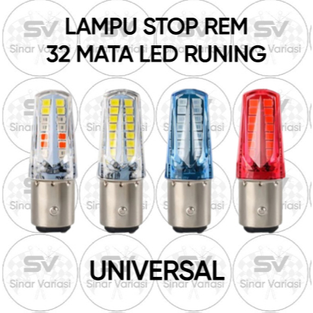 Lampu Stop Rem / Lampu Rem Kedip / Lampu Rem Runing Piramida 32 Mata 1157 (2 Kaki ) Sepeda Motor Uni