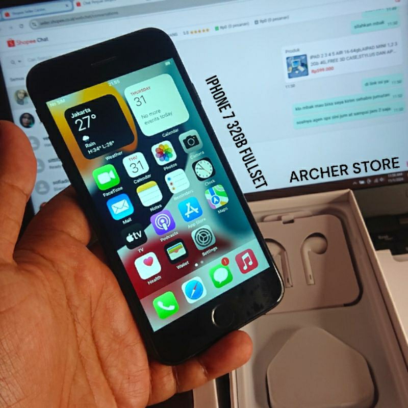 IPHONE 7 32Gb FULLSET 100% ORIGINAL BONUS CASE