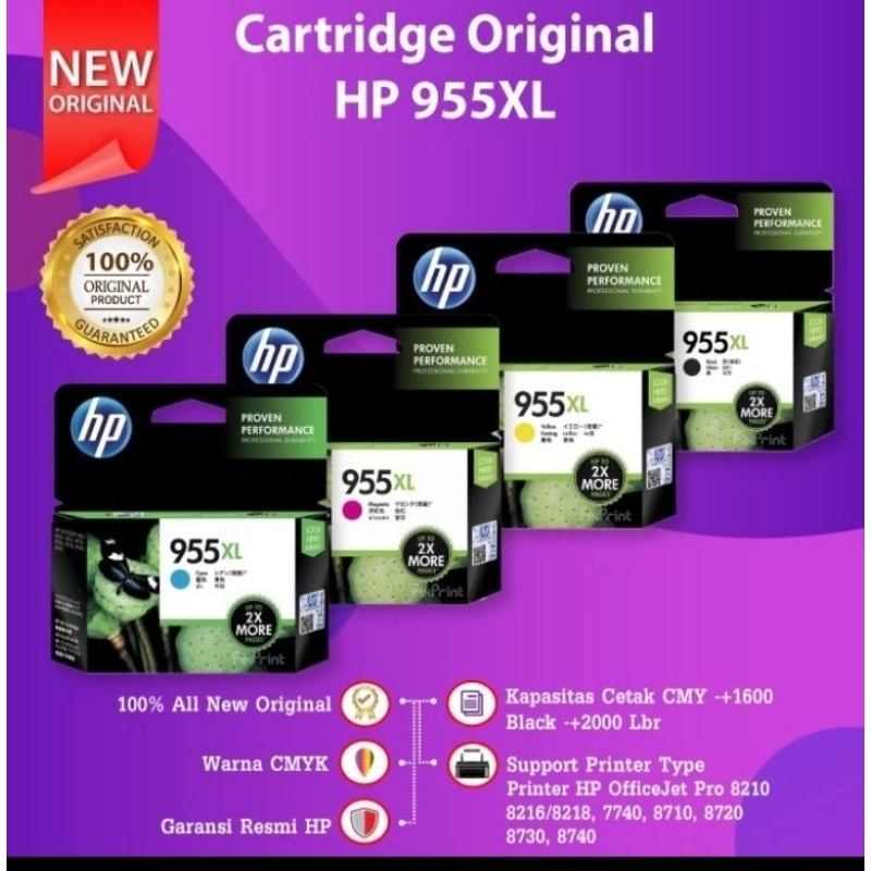 Tinta Cartridge hp 955xl black+955xl calour perset
