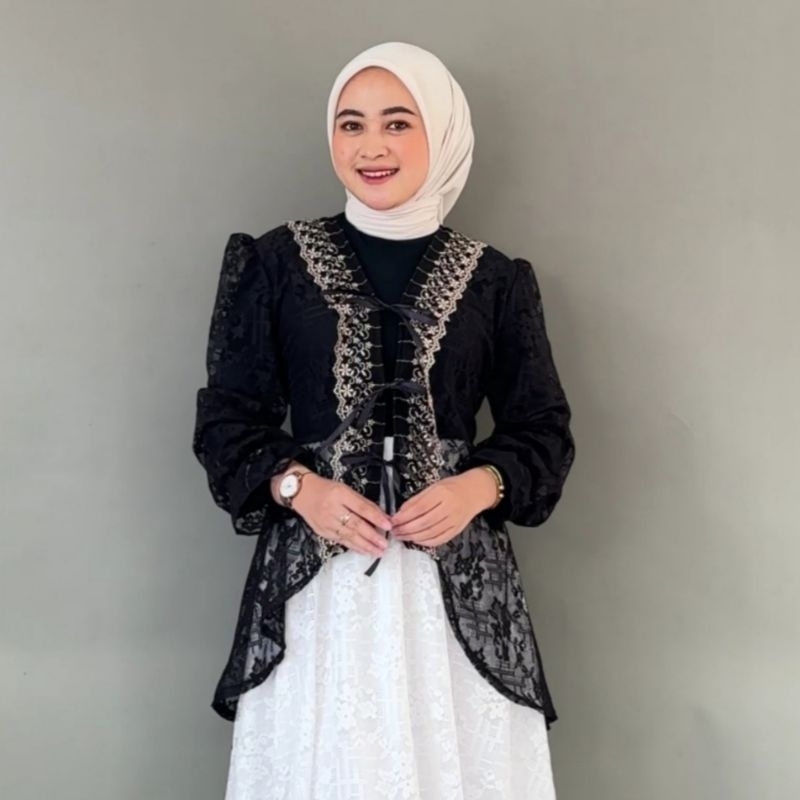Wtc - Wisa Outer Tunik Tille Brukat Caigan Tille Brokat Lengan Panjang Kebaya Tunik atasan outher