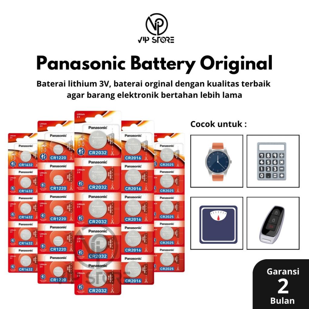 ✅GARANSI✅ New 2025 Baterai Panasonic Original 2032, 2025,2016, 1620, 1616, 1220 Lithium 3V Battery /