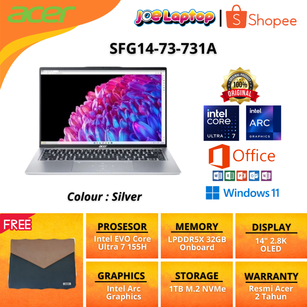 Acer Swift Go 14 SFG14-73-731A Silver Ultra 7 155H Win11 OHS
