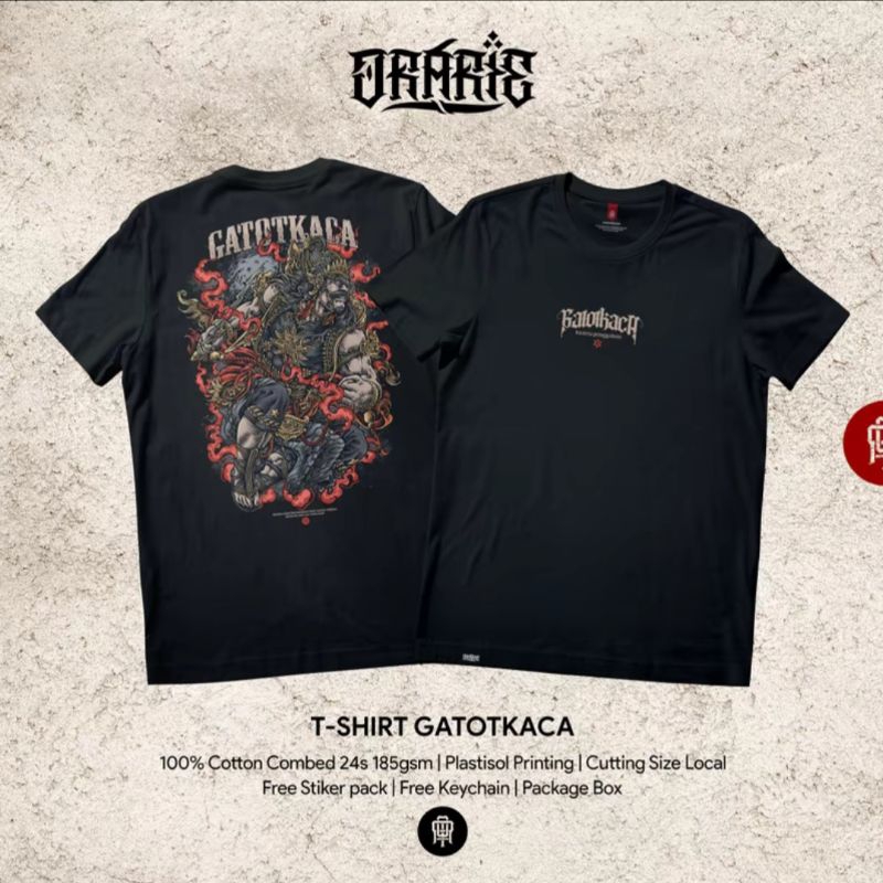 Kaos orarie gatot kaca hitam katun combed 24s