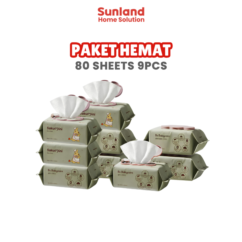 Paket Hemat Tisu Basah Bayi Wet Tissue Baby Wipes Hand Mouth Facial Tisu Wajah Lembut 80 Lembar 9Pcs