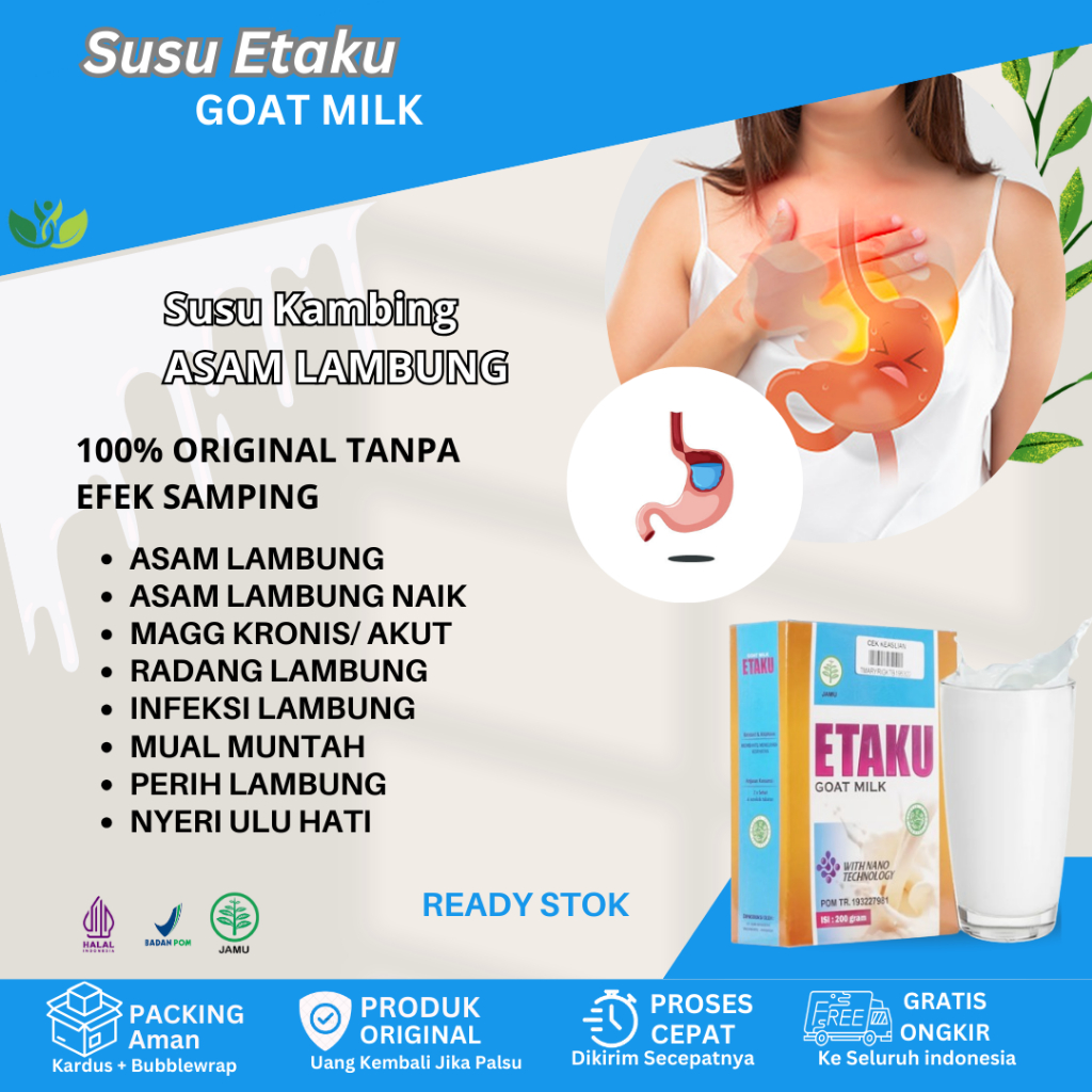 

Susu Etaku Asam Lambung Maag Kronis Akut GERD Infeksi Luka Lambung Bocor Mual Muntah Sesak Nafas Asam Lambung