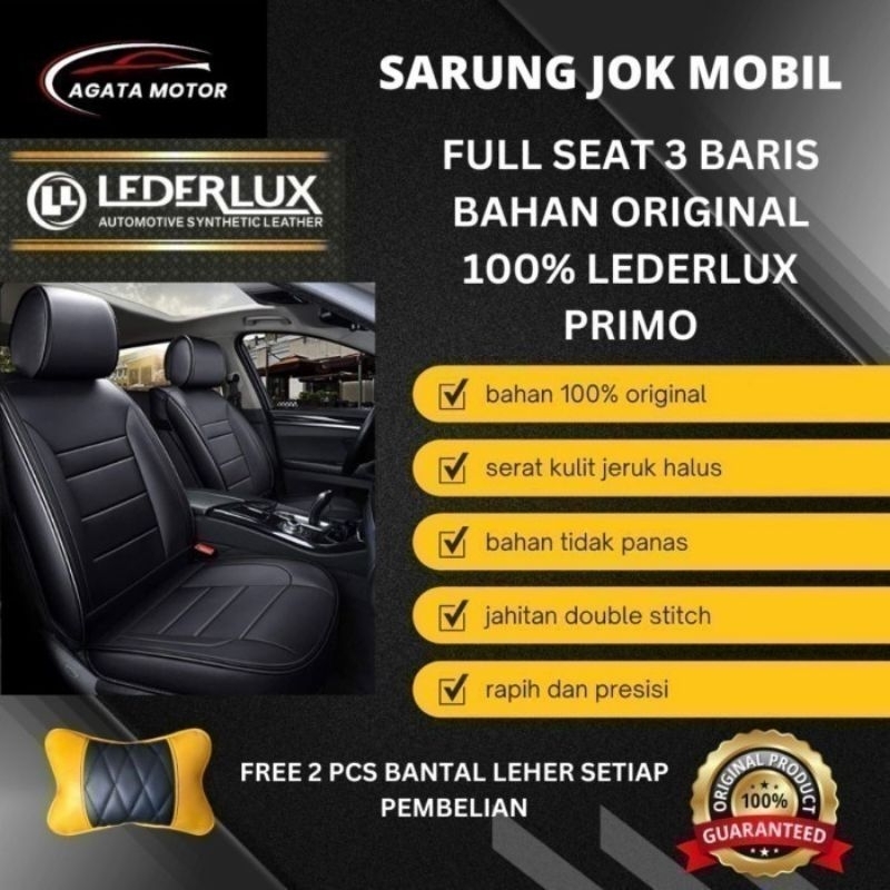 Sarung Jok Avanza 2008 - 2011 3 Baris Bahan Lederlux Primo / Sarung Jok Mobil 3 Baris / Jok Mobil 3 