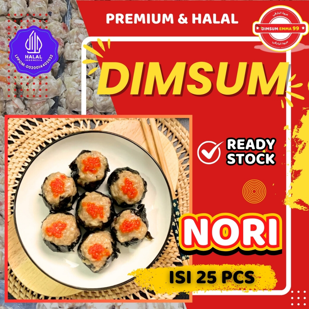 

Dimsum Nori Frozen isi 25 Pcs Premium & Halal Free Saus Merah & Lada Hitam