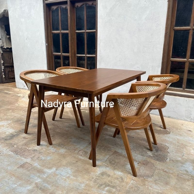 Set Meja Makan Kursi A || Set Meja Makan Kursi Rotan