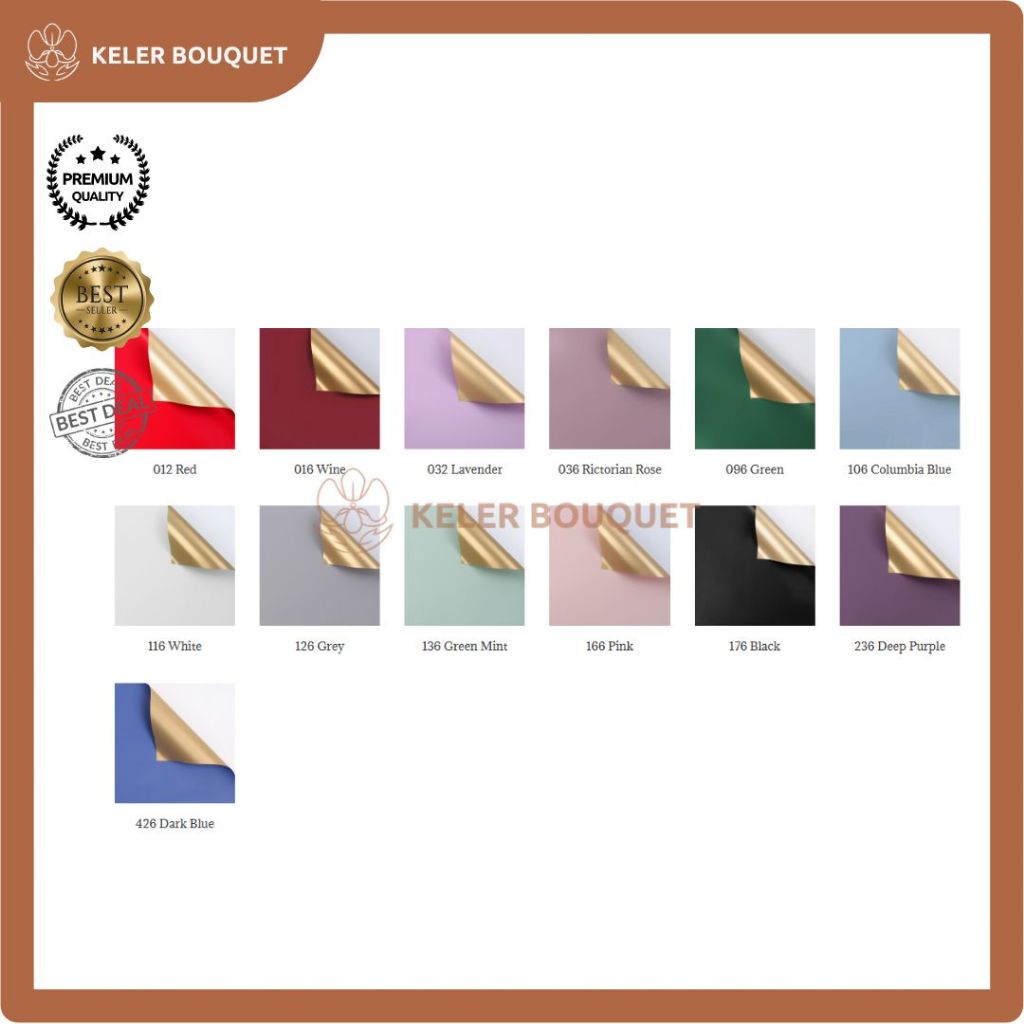 

(Isi 5Lembar) Kertas Buket Bunga Dua Warna Color Flower Wrapping Gold Cellophane Bi Color Double