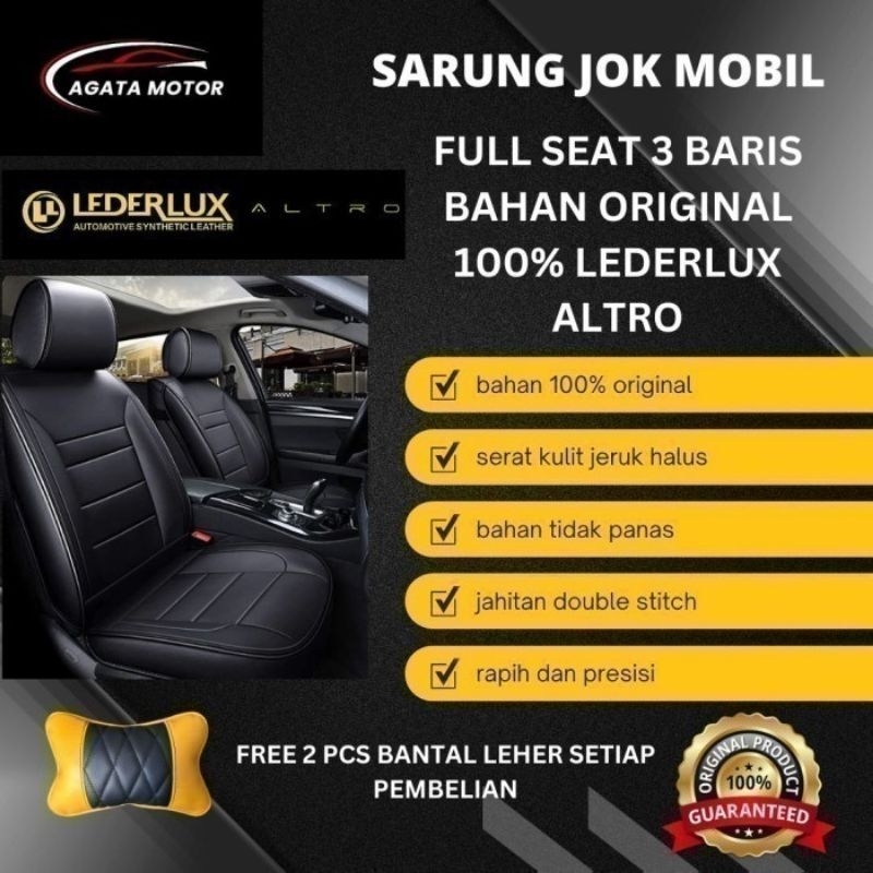 Sarung Jok Innova Grand 2012 - 2015 3 Baris Bahan Lederlux Altro / Sarung Jok Mobil 3 Baris / Jok Mo