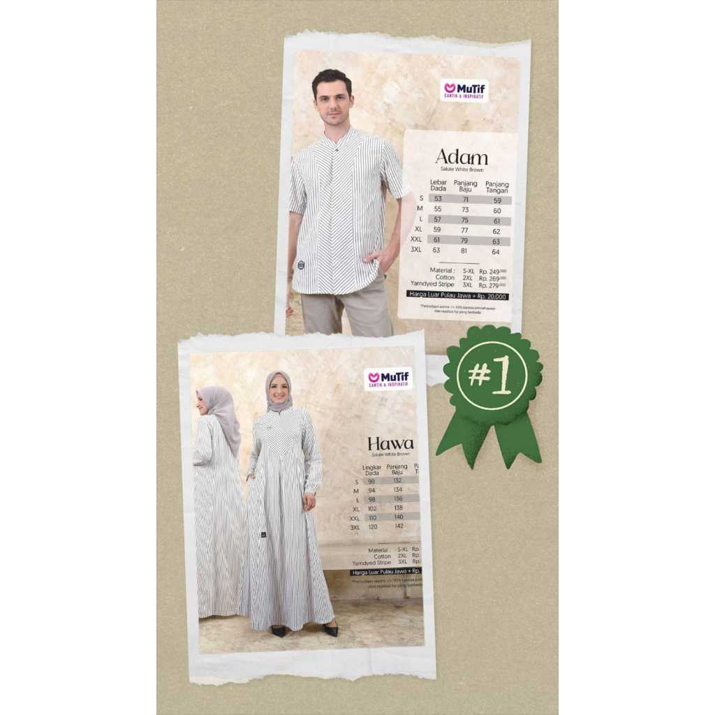 Sale COUPLE MUTIF//ADAM DAN HAWA//Gamis Motif Garis//Koko Motif Garis