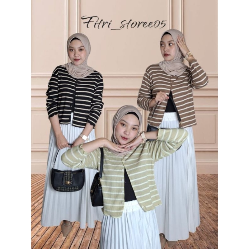Cardigan Wanita Crop Salur Wanita // Cardigan Salur Crop // Cardigan Cewe Salur // Cardigan Salur //
