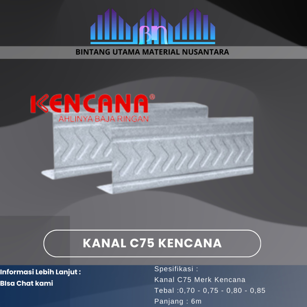 Kanal C75 / Baja ringan / galvalum / merk Kencana