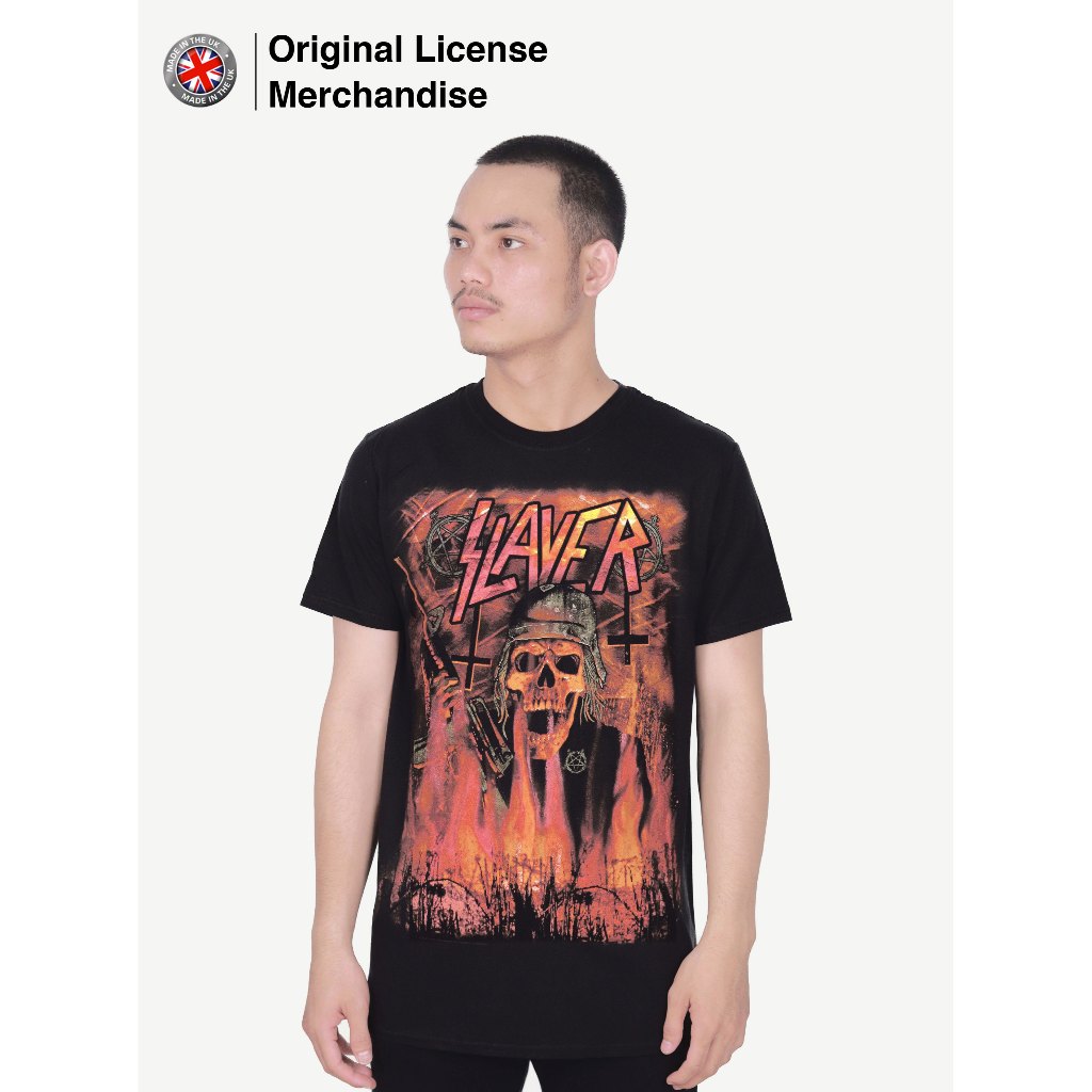Kaos Baju Hitam Katun Pria Wanita Pendek Dewasa Casual Motif Import Premium Band Musik SLAYER Origin