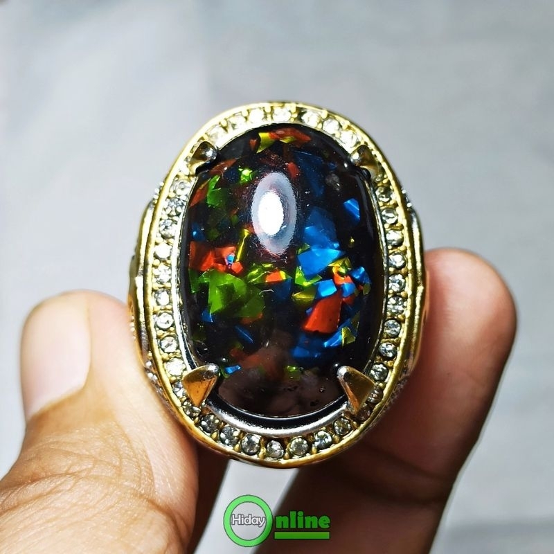 Cincin pria Batu akik kalimaya hitam top model jumbo catam