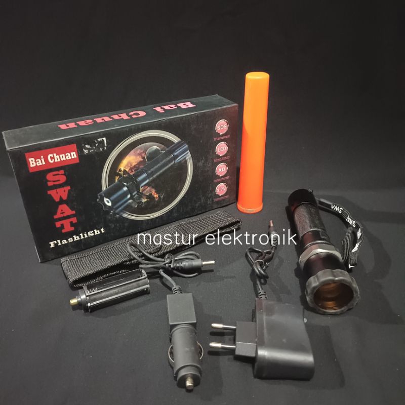SENTER LED SWAT POLICE BAI CHUAN FLASHLIGHT 8460-1 ORIGINAL