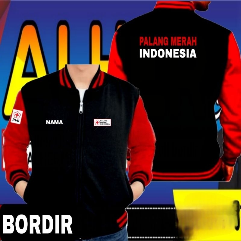Jaket bordir PMI Jaket PMI Jaket varsity PMI Jaket baseball PMI Jaket palang merah Indonesia Jaket k