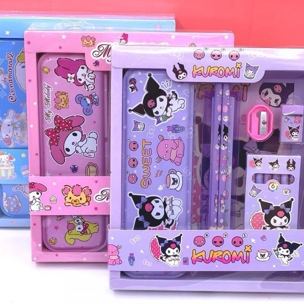 

Boom Tempat Pensil Set Anak Alat tulis Set Anak Kotak Pensil Set Kuromi Cinnamoroll My Melody kado