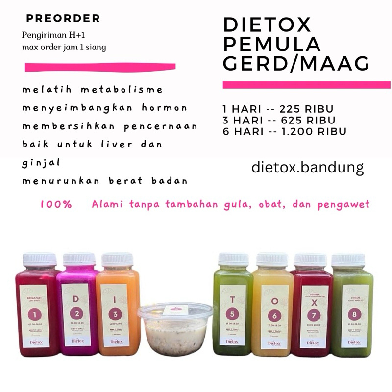 paket 3  hari DIETOX Cold pressed juice  (untuk Pemula, maag dan GERD)