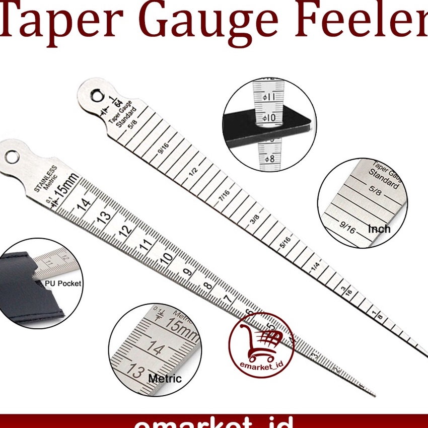

Potongan Taper Gauge Feeler 115mm Stainless Steel Gap Hole Double Side Measuring Tool