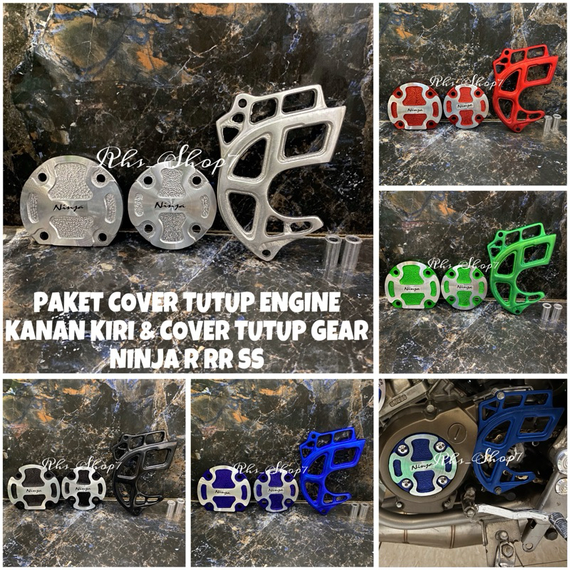 PAKET COVER TUTUP ENGINE KANAN KIRI DAN COVER TUTUP GEAR NINJA R RR SS