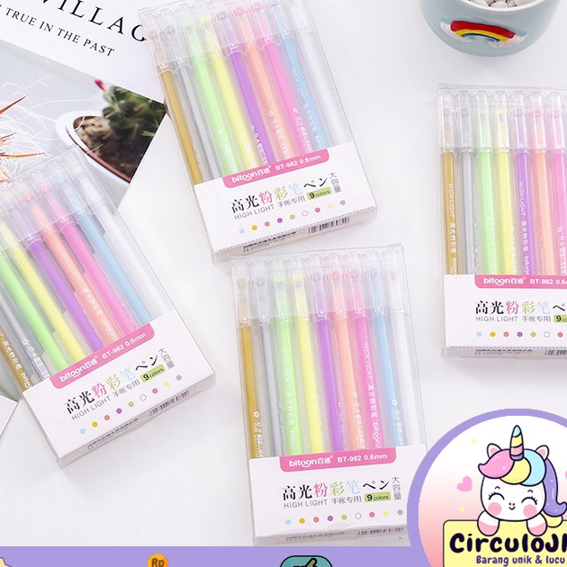 

Termurah Color Gel Pen Box isi 9pcs hhlhter Pastel Color Pen Journal