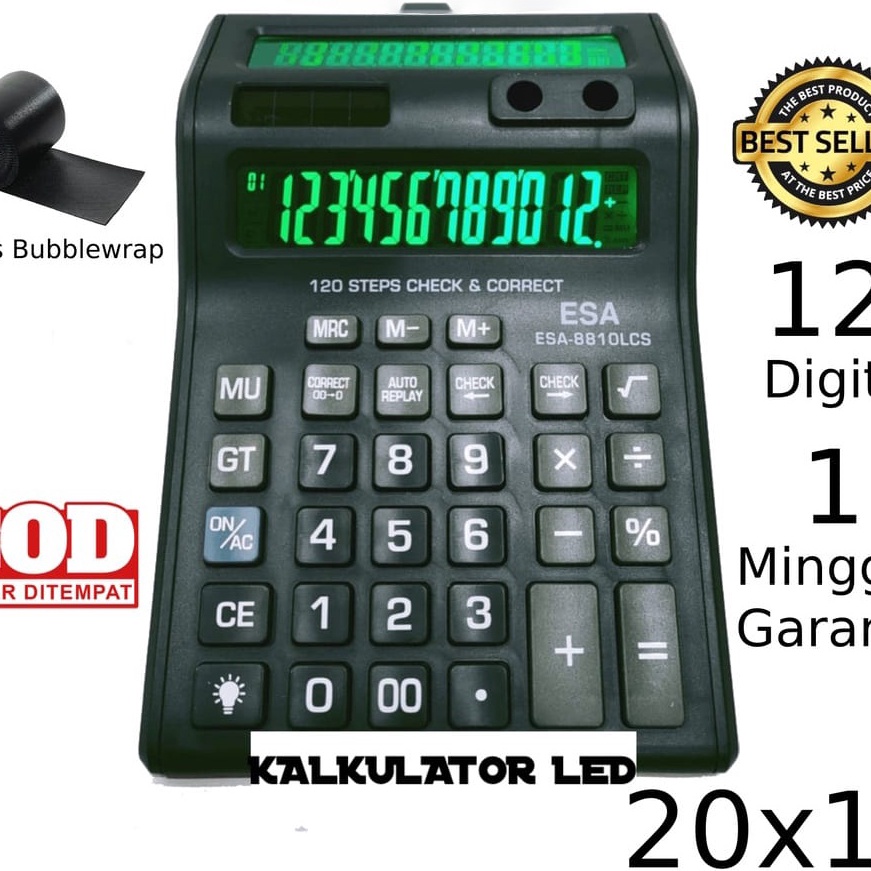 

HJ6 Kalkulator Dital LED 2 Layar 12 Dit ESA Kalkulator Check Calculator Dagang Kakulator