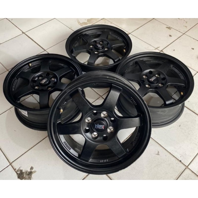 Velg Variasi Pelek Mobil HSR Tokyo Ring 15x6,5 Baud 4x100/114 ET40 Black Buat Brio Agya Yaris Avanza