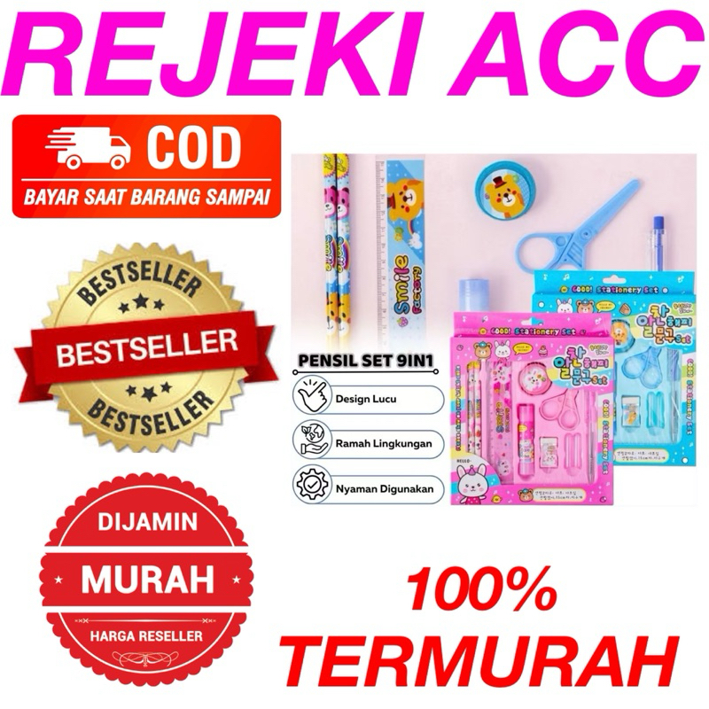 

Pensil Set 9in1 Karakter Lucu / Paket Lengkap Alat Tulis Tutup Pensil Pulpen Penghapus Penggaris Rautan Lem Gunting Kertas Gambar kartun Imut / Mini Stationery Character 9 Pcs ATK Perlengkapan Menulis Anak Sekolah Hadiah Kado Ulang Tahun Souvenir SD PAUD