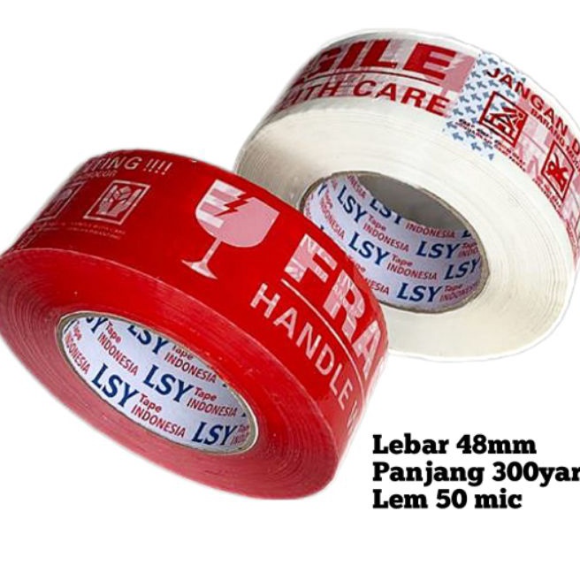 

FG2 lakban fragile full merah putih LSY 48mm x 3yard full