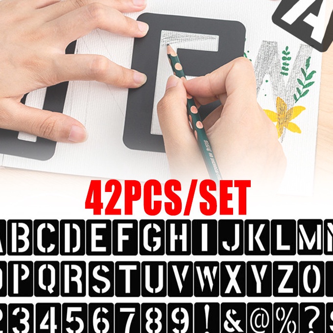 

FG2 42buahSet Cetakan Huruf Angka Stencils Stensil Plastik Pylox Cat Semprot