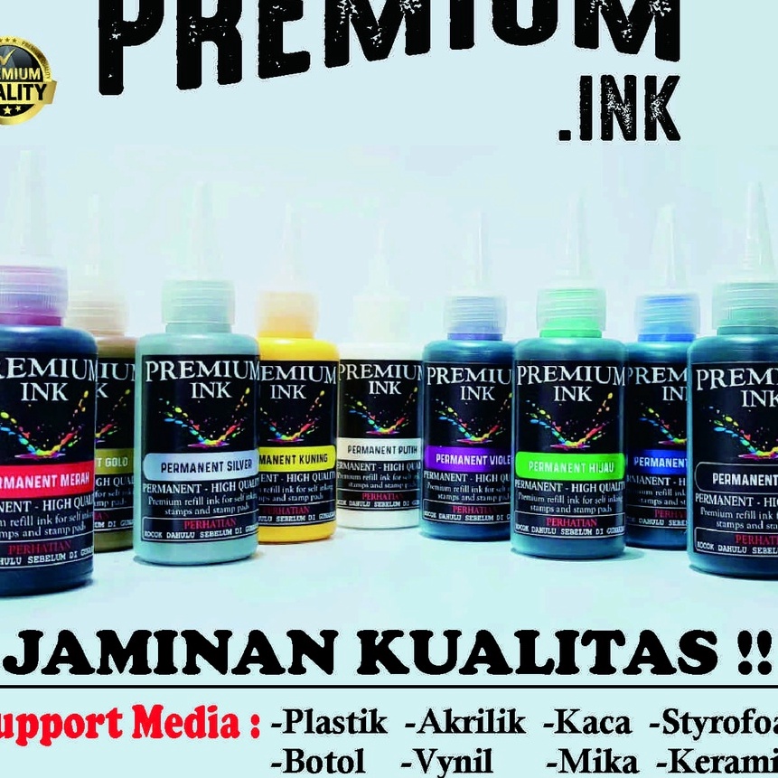 

Cepat Stempel Permanen Plastik PREMIUM Tinta Stampel Permanen Untuk Media Plastik Kayu Besi Alumunium Beton Stainless Steel Sticker Kaca Botol DLL Tinta Refill Permanent Isi 1 ML