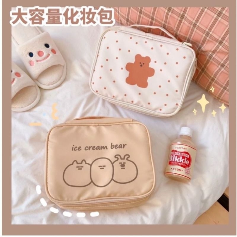 PREMIUM KOREAN MAKEUP POUCH BAG / TAS KOSMETIK KAIN/ POUCH KARAKTER LUCU SERBAGUNA/ TAS SKINCARE TRA